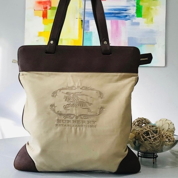 Burberry Stowell Roll-up Canvas/Leather Tote - Picture 1 of 3